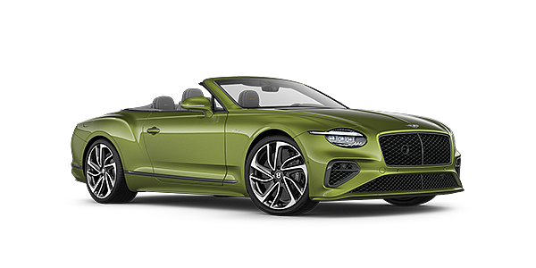 %dealeryCompanyName% Bentley New Continental GTC Speed convertible front 3/4 view in Tourmaline Green paint with 22 inch sports wheel